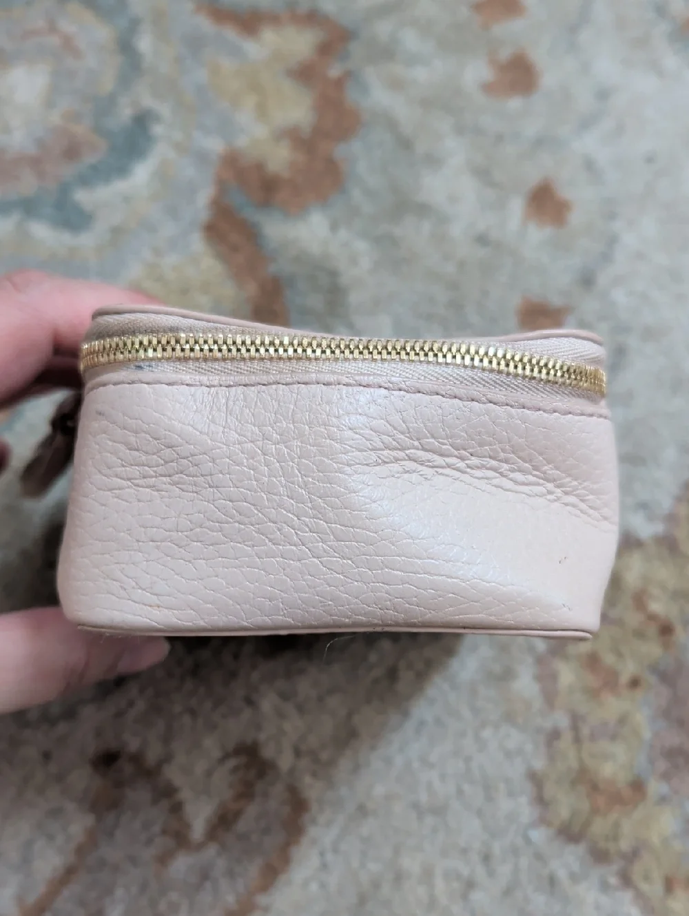 Cuyana Blush Pink Leather Travel Jewelry Case